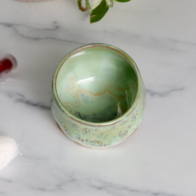 Make Up Brush Holder- Soft Green Glaze on Buff Stoneware