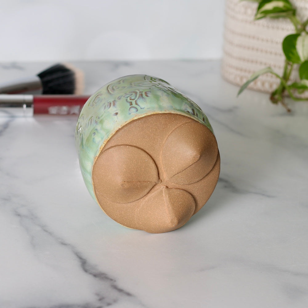Make Up Brush Holder- Soft Green Glaze on Buff Stoneware