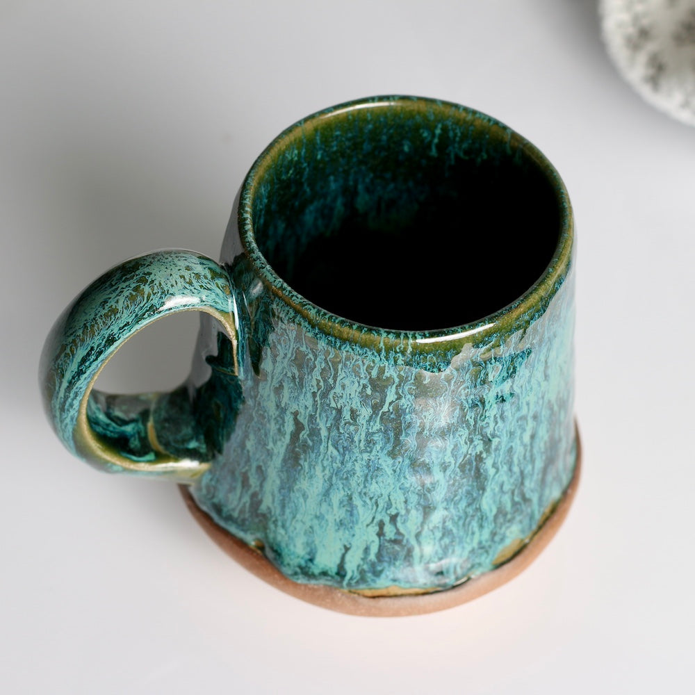 Handmade Ceramic Footed Mug - Green
