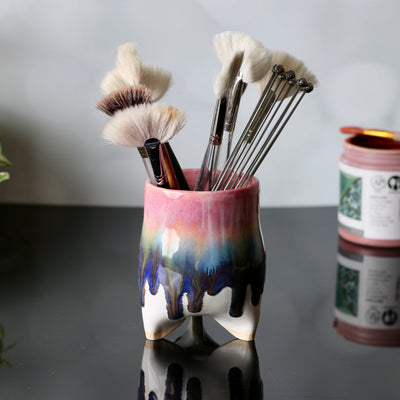 Personalised Make up Brush Holder Ceramic Pot Star Print Make up