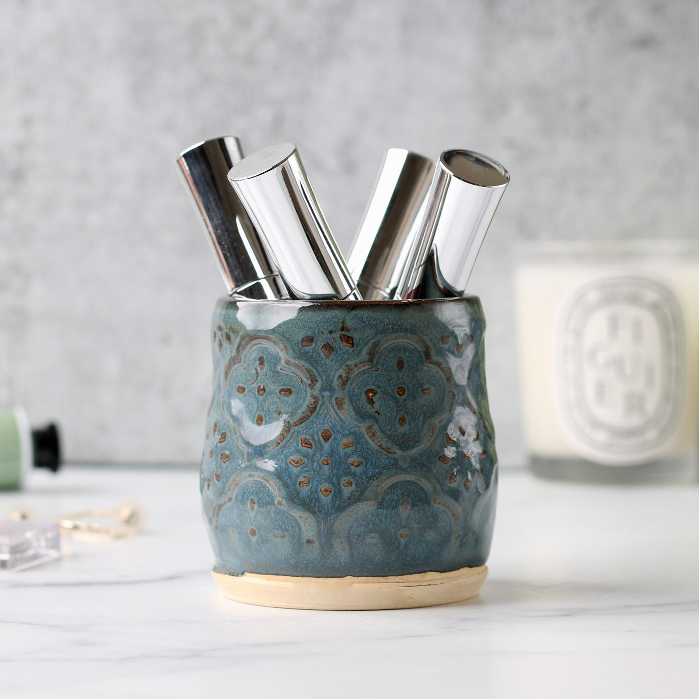 Make Up Brush Holder - Slate Blue – Wheeler Ceramics