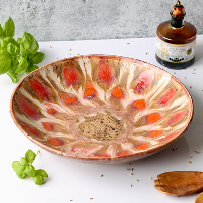 Stoneware Serving Bowl -Peacock Glaze