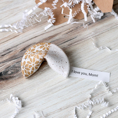 Wedding Favor- Ceramic Fortune Cookie- White with White Flowers