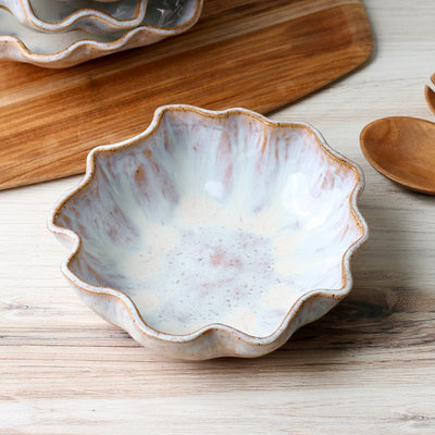 Ceramic Pumpkin Bowl - Soft White on Speckled Stoneware Clay