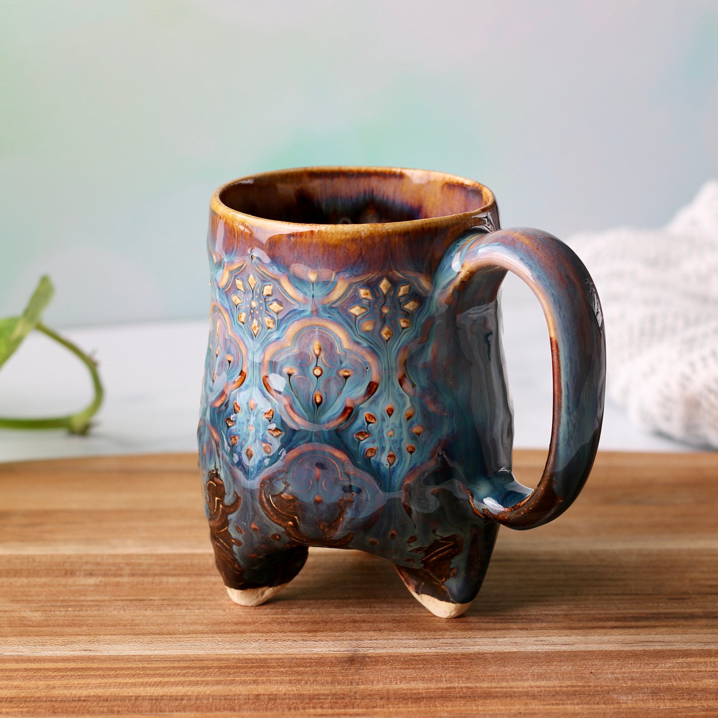 Handmade Ceramic Mug with Tripod Base