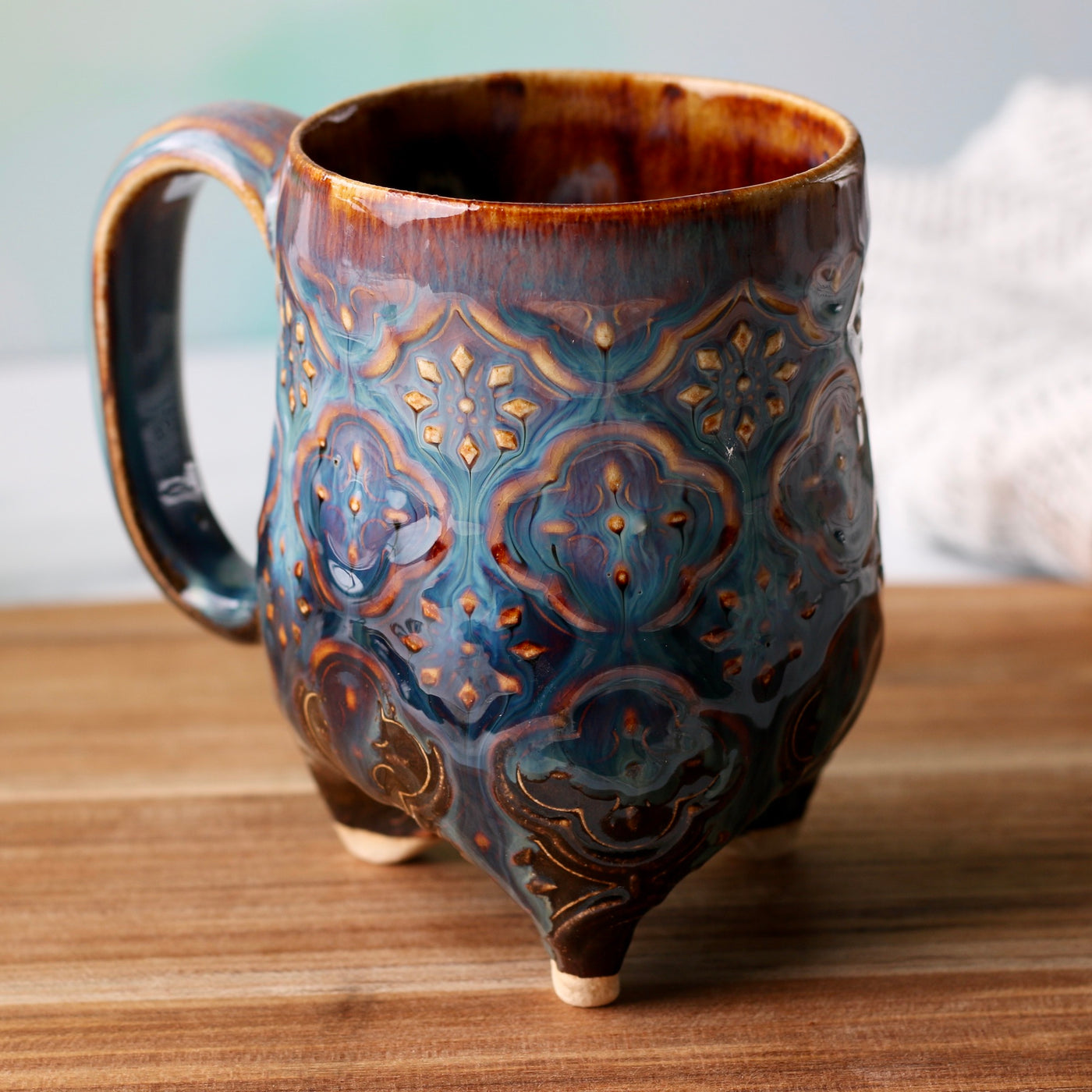 Handmade Ceramic Mug with Tripod Base