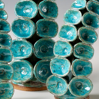 Ceramic Tentacle Sculptures - Vivid Turquoise on Speckled Stoneware Clay